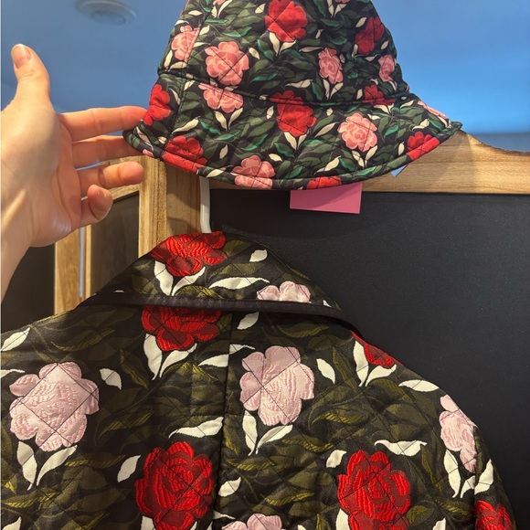 kate spade Floral Puffer Jacket - Red and Pink - Picture 7 of 8